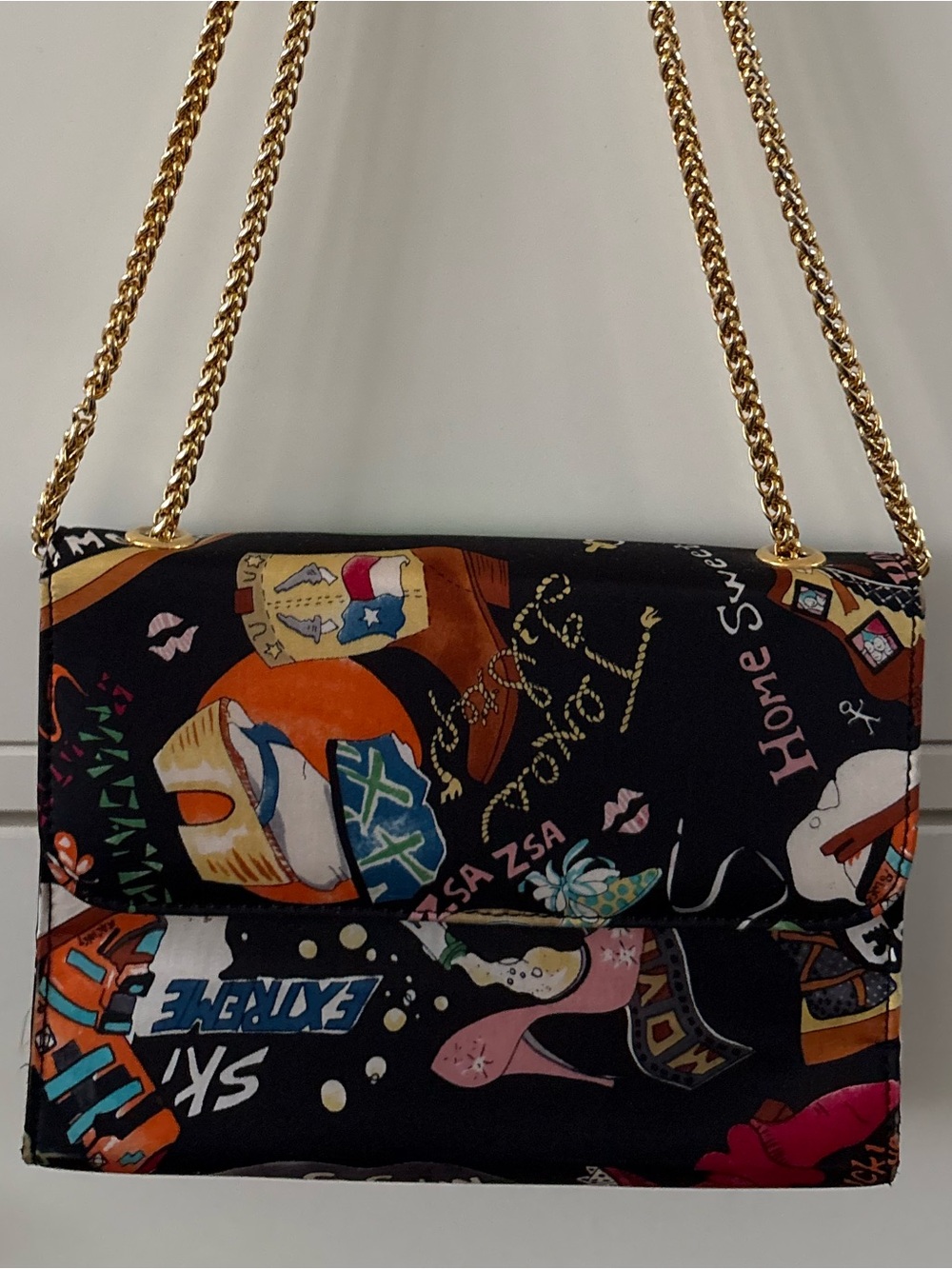NICOLE MILLER RARE Silk Printed Chain Purse